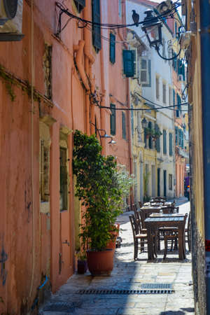 Corfu Island in Greece, Corfu town and its beautiful streetsのeditorial素材