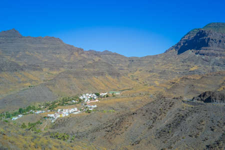 Mountains of the island of Gran Canaria, originally - this is a volcano and the landscape was formed as a result of its activityの写真素材
