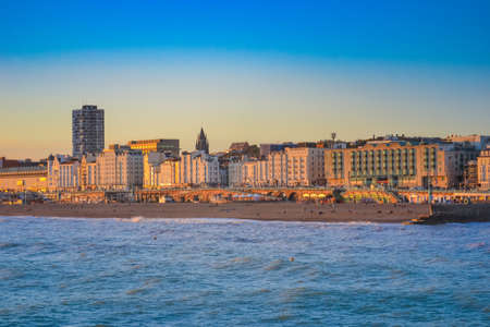 UK, Brighton , 01.10.2021: Brighton city and beach view at sunsetのeditorial素材