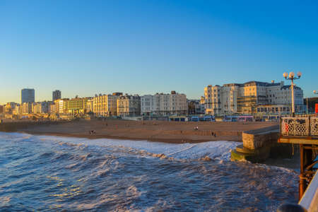 UK, Brighton , 01.10.2021: Brighton city and beach view at sunsetのeditorial素材