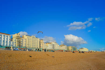 UK, Brighton , 01.10.2021: Brighton city and beach view at sunsetのeditorial素材