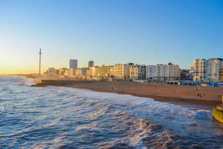 UK, Brighton , 01.10.2021: Brighton city and beach view at sunsetのeditorial素材