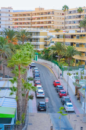 Spain, Las Palmas, 5.09.2021: View from the balcony to the Av. Alfereces Provisionales. The image shows hotels and other tourist complexesのeditorial素材