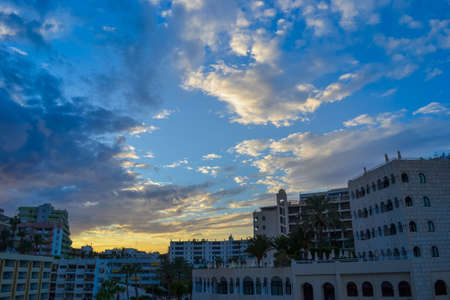 Spain, Las Palmas, 5.09.2021: View from the balcony to the Av. Alfereces Provisionales. The image shows hotels and other tourist complexesのeditorial素材