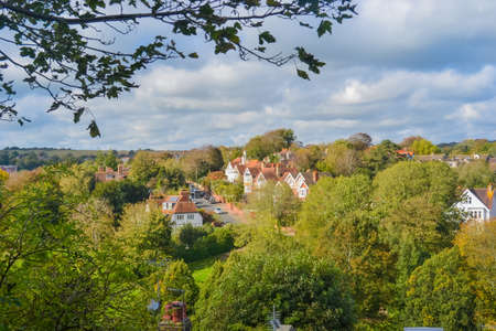 Aerial view of a townの写真素材