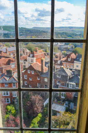 A view of the city of Oxford from the window of a house.の写真素材