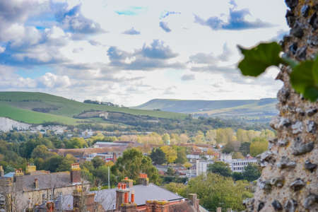 A panoramic shot of a village.の写真素材