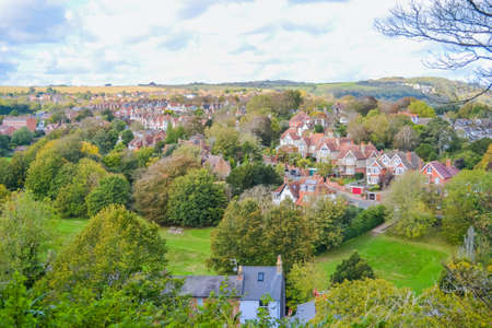 Aerial view of the village of Chiltern, Kent, UKの写真素材