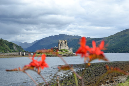 Eilean Donan is a Scottish castle tidal island situated at the confluence of three sea lochs in the western Highlands of Scotlandの写真素材