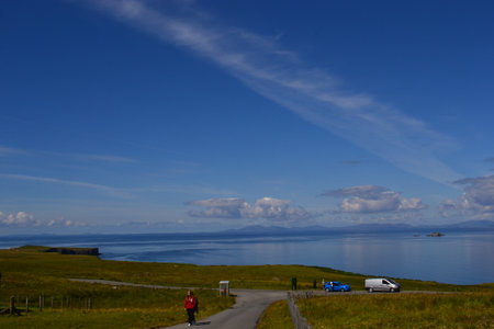 Green mountains and hills of scotland in the Highlandsの写真素材