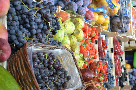 Fruits and vegetables in a market in Italyの写真素材