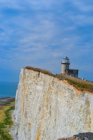 Cliff top travel with the view on the beach and seaの写真素材