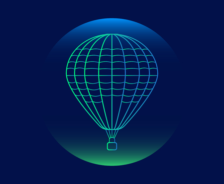 Modern Neon Thin Icon of balloon on Blue Background.のイラスト素材