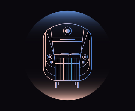 Modern Neon Thin Icon of subway train on Black Background.のイラスト素材