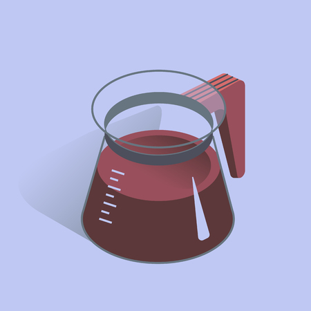 Vector illustration with 3D coffee pot. Coffee container in isometric flat style. Vector illustrationのイラスト素材