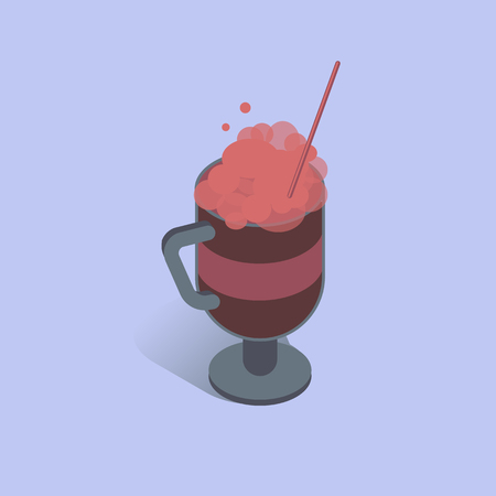 Vector illustration with 3D coffee cup with cappuccino . Coffee container in isometric flat styleのイラスト素材