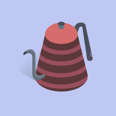 Vector illustration with 3D coffee or tea pot. Kettle in isometric flat styleのイラスト素材