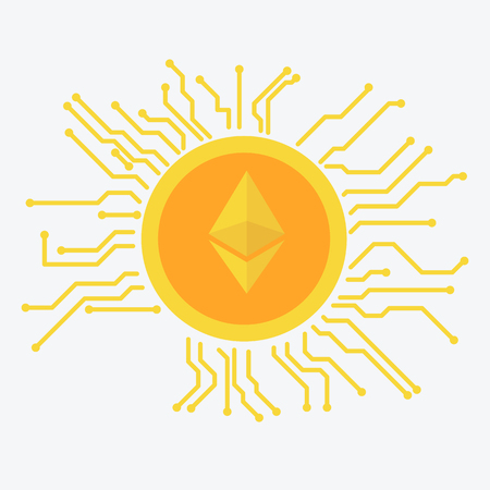 Etherium icon, cryptocurrency concept with chip flat designのイラスト素材