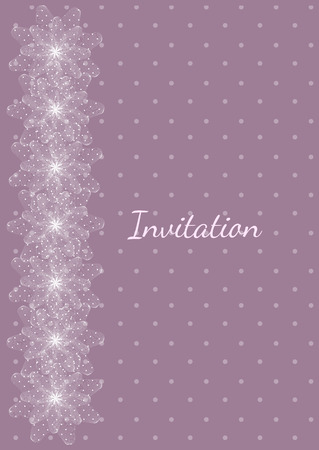 Wedding or newborn frame with lace flowers on polka dots background. Vector illustration.のイラスト素材