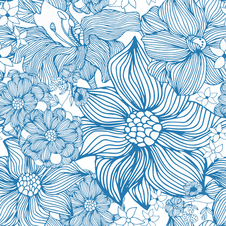 Abstract seamless pattern with isolated flowers. Vector illustration.のイラスト素材