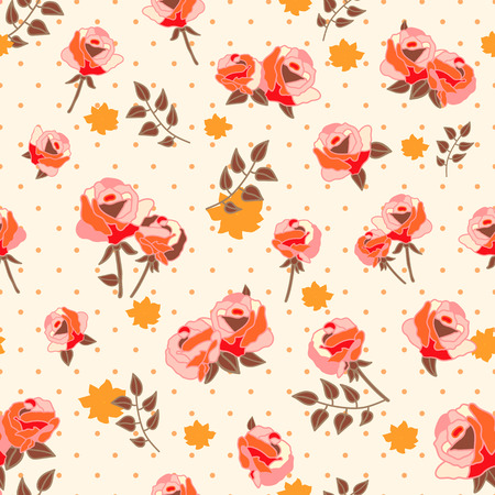 Abstract seamless pattern with isolated colorful roses. Vector illustration.のイラスト素材