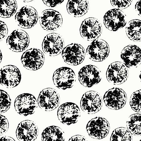 Isolated black orange stamps, seamless background, drawing watercolor. Vector illustration.のイラスト素材