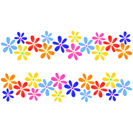 Colorful floral card with isolated flowers, drawing watercolor. Design for invitation, wedding or greeting cards, printのイラスト素材
