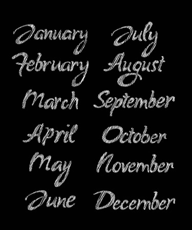 Handwritten months of the year. Vector illustration.のイラスト素材