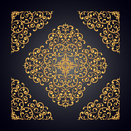 Elegant background with gold lace ornament. Vector illustration.のイラスト素材