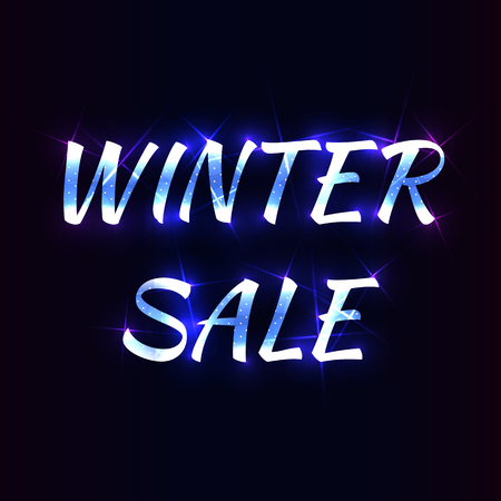 Neon Winter Sale template. Vector illustration.のイラスト素材