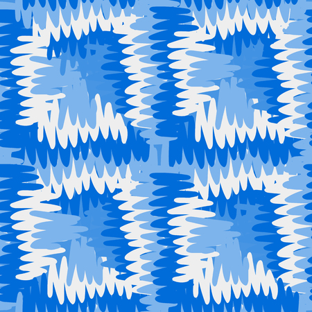 Tribal vector seamless pattern. Hand drawn abstract background. Isolated on blue background.のイラスト素材