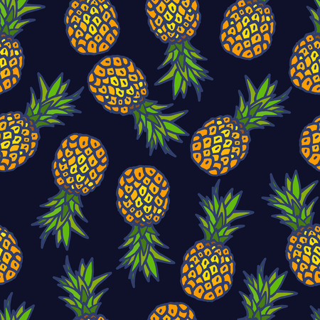 Pineapple seamless background. illustration.のイラスト素材