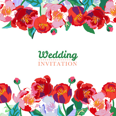 Elegant floral collection with isolated flowers, hand drawn. Design for invitation, wedding or greeting cards.Vector illustration.のイラスト素材