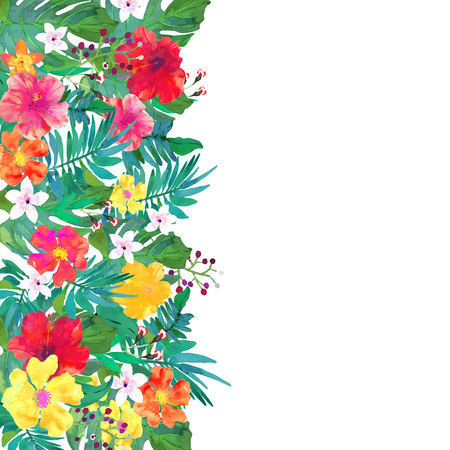 Greeting card, invitation, banner. Frame for your text with floral watercolor background. Editable isolated elements.のイラスト素材