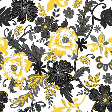 Abstract seamless pattern with flowers on white background.の写真素材