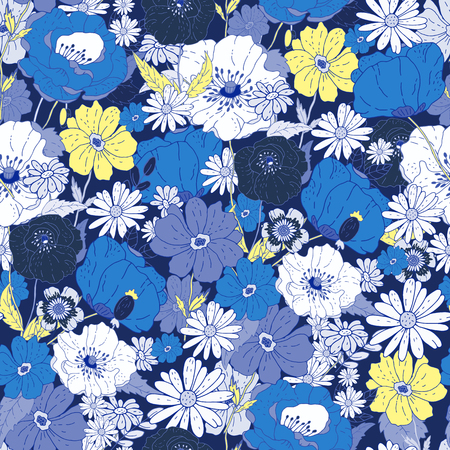 Abstract seamless pattern with isolated flowers.の写真素材