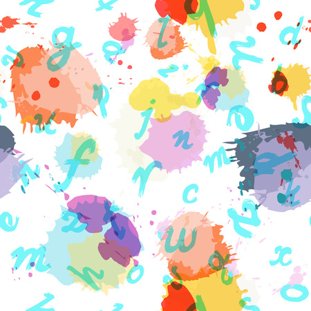 Seamless background with colorful imitation watercolor stains.の写真素材