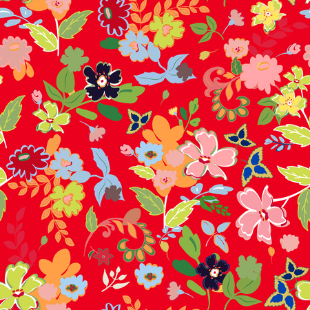 Abstract seamless pattern with hand drawing isolated flowers.の写真素材