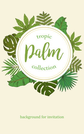 Floral background with circle frame for text. Collection with trのイラスト素材