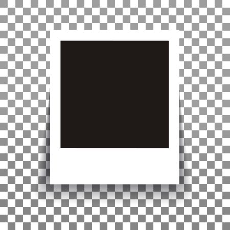 Isolated realistic empty vector photo frame mockup with shadow on transparent background. Template photo design.のイラスト素材