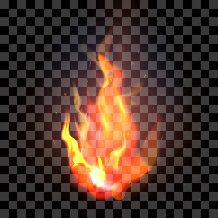 Isolated realistic orange and red fire flame on a transparent baのイラスト素材