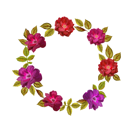 Colorful flowers wreath . Elegant floral collection with beautifのイラスト素材