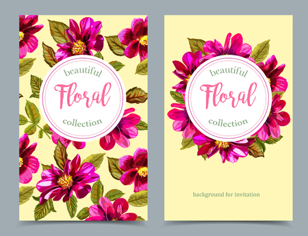 Elegant floral collection with isolated flowers, hand drawn on bのイラスト素材