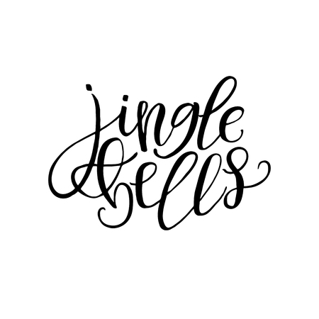 Jingle bells vector hand drawn text calligraphic. Design for card, print, poster. のイラスト素材