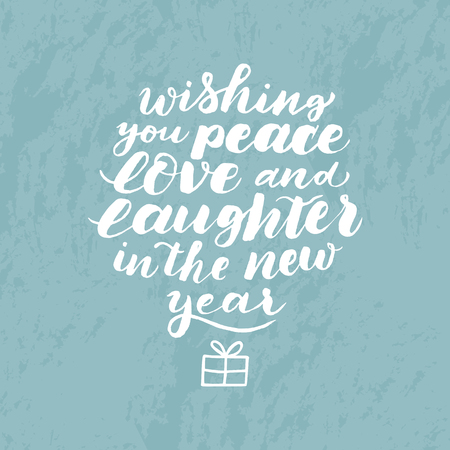 Wishing you peace, love and laughter in New year. Vector isolateのイラスト素材