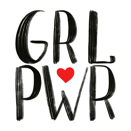 Power girl black phrase with red heart.のイラスト素材