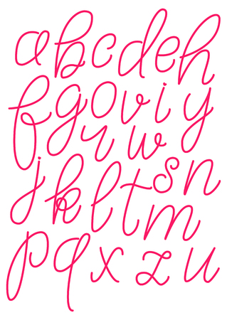 Lowercase red hand drawn letters isolated on white illustration.のイラスト素材