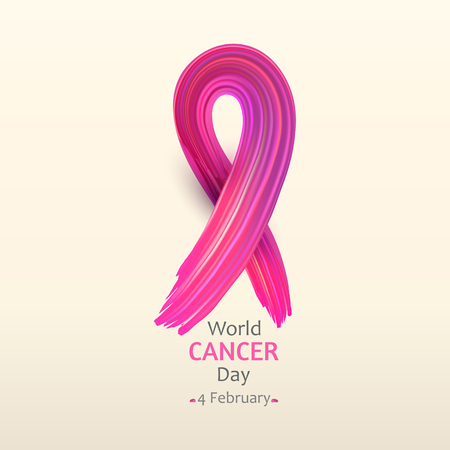 Illustration of World Cancer Day with texture ribbon.のイラスト素材