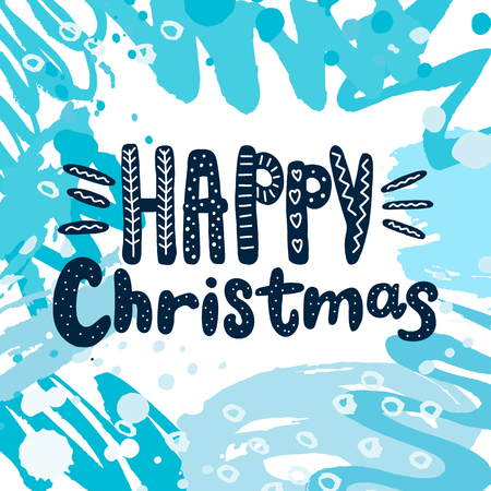 Happy Christmas  text hand drawn.のイラスト素材