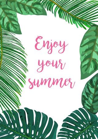 Floral card with frame for text, "Enjoy your summer".のイラスト素材